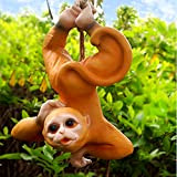 LONG-L Giardino Sospensione Scimmia Statua,Figure di Animali Scimpanzé,Resina,a Colori,per Decorazioni da Giardino,Impermeabile,B