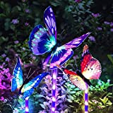 Luce Solare da Giardino, 3 Pezzi Lampade Solari a LED Che Cambia Colore Luci forma di Farfalla, Luci da esterno ...