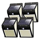 Luce Solare LED Esterno [4 Pezzi], 140LED Luci Solari Lampade Faretti Solari a LED da Esterno Sensore di Movimento IP65 ...