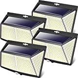 Luce Solare LED Esterno, 【4 Pezzi 308 LED】Faretti Solari a Led da Esterno 3 Modalità Lampada da Esterno con Sensore ...