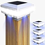 Luce Solare Pilastro Giardino all'aperto IP65 Impermeabile Quadrato Bianco Paesaggio Cap Lamp per Patio Recinzione Pali in Legno (4 Pcs)