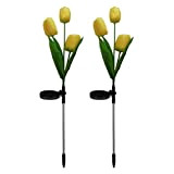 Luci del fiore solare 9 LED Tulipani Giardino Lampade da giardino impermeabili Lampade da stake del paesaggio giallo 2pcs