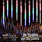 Luci Della Pioggia di Meteore, Joomer 30cm 10 Tubi 240 LED Catena Luminosa Esterno Impermeabile Tubo Luci Natale Decorazioni per ...