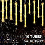 Luci Della Pioggia di Meteore, Joomer 30cm 10 Tubi 240 LED Catena Luminosa Esterno Impermeabile Tubo Luci Natale Decorazioni per ...