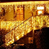 Luci di Natale da Esterno, Cascata luci, Tenda Luminosa, Luci per Tende a LED, 5m 216 LED Catene Luminose con ...