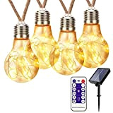 Luci Esterno Solare Natale Catena Luminosa Solare 20pcs LED da 7.6m con Ricarica Solare USB, 8 Modalità 4 Luminosità per ...