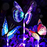 Luci solari da giardino a forma di farfalla, 3 pezzi Luce di palo solare cambiamento di colore Luci giardino LED ...