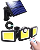 Luci Solari Esterno Faretti Solari 171 LED Lampada con Sensore di Movimento Applique Parete con Telecomando, IP65 Impermeabile 3 Modalità ...
