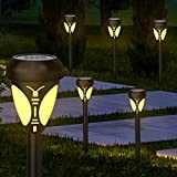 Luci Solari Esterno Giardino Decorative, Luce Calda 6 pezzi LED Luce Solare Lampada Esterno con Interruttore IP44 Impermeabile Faretti da ...