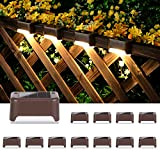 Luci solari per esterni, 12 pezzi, luci solari impermeabili a LED per recinzioni esterne, gradini, recinzioni, cortili, vialetti (bianco caldo)