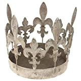 MACOSA EX221561 - Corona di fiori vintage, realizzata a mano, in metallo, colore: beige/grigio, diametro 16,5 cm, stile shabby chic, ...