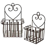 MACOSA SA7787 - Set di 2 cestini da parete, in metallo, rettangolari, a forma di cuore, vintage, stile rustico, da ...