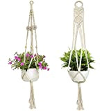 Macrame Plant Hanger, 2 PCS Different Sturdy Plant Flower Pot Holder Cotton Rope Hanging Planter Basket Handmade Home Decoration for ...