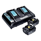 Makita Power Source Kit Li 18 V con 2 batterie BL1850B 5,0 Ah + caricatore doppio DC18RD (199482-2)