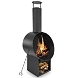 MaxxGarden Archedius Patio Fireplace - forno da terrazza, fuoco visibile, acciaio, acciaio inossidabile, scomparto per la legna, moderno, antiribaltamento, - ...