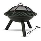 MaxxGarden Braciere da esterno con grill. Braciere con barbecue da giardino con parascintille incluso. Colore nero, Ø 56 cm