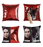 Melisandre Friday Vs Sunday Going out_MA0616 Pillow Cover Sequin Mermaid Flip Reversible Cuscino Meme Emoji Actor Girls Boys Couch Office ...