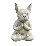 MINGZE Statua Buddha Bulldog, Scultura Giardino in Resina per Meditazione Statuetta del Cane di Yoga Meditante Decorativa da Tavolo da ...
