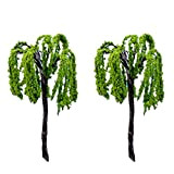Mini Albero Micro Resina Paesaggio Crafts Bonsai Figurine Garden terrario Accessori 2pcs Fairy Garden Tatuaggi: Willow Tree