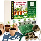 Mini Orto "Un Jardin dans ma Cuisine" – mini-serra con 6 bustine di semi pronti da innaffiare, vasetti e accessori – kit di semi da ...