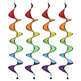 MioYOOW 4 pz arcobaleno Curlie Spinner 43 '' Wind Twister Hanging Wind Spinner colorato strisce di vento per giardino cortile ...