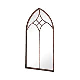 MirrorOutlet Grande metallo rustico ad arco a forma di finestra giardino specchio esterno 100 cm x 49 cm, GM096, bronzo