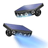 Mixnon luce solare led esterno，[2 Pezzi] 3 modalità 1200mAh sensore di movimento per luci 360 ° regolabile ricarica solare (Curva)