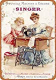 MNUT Cartello in Metallo 1889 con Scritta in Lingua Inglese “French Singer Sewing Machines”, 20,3 x 30,5 cm