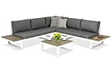 Moderno divano angolare in alluminio Mondello Garden Point Bianco| Elegante set di mobili per ogni giardino