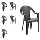 Mojawo - Set di 6 sedie impilabili da giardino, da balcone o da bar, impilabili, con effetto rattan. colore: antracite