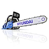 Motosega a benzina Hyundai 62 cc, per legno, barra di taglio 50 cm, 2 catene, borsa per il trasporto, raccoglitore ...