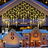 Moxled Luci Natale Esterno Cascata - 9M 360 LED Tenda Luminosa Esterno Con 60 Ghiaccioli, Luci Natalizie da Esterno con ...