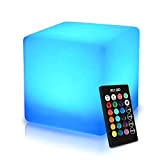 Mr.Go - Sgabello impermeabile a cubo luminoso a LED, 40 cm, per esterni e interni, con telecomando, 16 colori, cambia ...