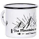Mugsy.de, Tazza Smaltata di Alta qualità con Scritta The Mountains Are Calling, con Design di Montagna, Leggera e Resistente, per ...