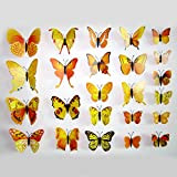 N/A 12 adesivi da parete in PVC a forma di farfalla, per feste nuziali, colore giallo