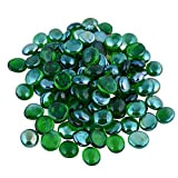 Neez Perle decorative gemme di ciottoli di vetro pietre gemme arrotondate per la decorazione di vasi da acquario (colore verde-70-80pcs-455gm)