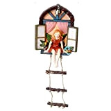 NKII Hanging Tree Ornament,Garden Statue Fairy Elf Tree Hugger | Elf out The Door Tree Sculpture, Miniature Girl Ladder Tree ...
