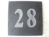Numero 28, colore: grigio ardesia naturale per numero civico (6 15,24 cm x profondità: 15,24 cm (6") con incisione in ...