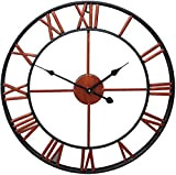 Orologio da parete da giardino, grande orologio da giardino con numeri romani in ferro battuto impermeabile, orologio da parete in ...