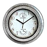 Orologio da parete per interni ed esterni, grande orologio impermeabile da 27,9 cm, con temperatura e umidità, orologio da bagno ...