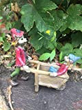 Osiris Trading UK Favoloso padre Pixie con carriola e bambino decorazione giardino ornamento Elfo Goblin Pixies Decor