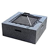 Outdoor Fire Pit 71cm Garden Terrace Heavy-Duty BBQ Table Outdoor Cooking Fire Pit Wood Burning Fire Bowl Multi-Function Heating Fireplace