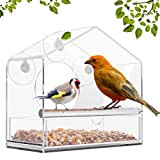 Outdoor Tree Hanging Window Bird Feeder House Shape Transparent Acrylic Parrots Hummingbird Woodpecker Finch Bird Feeders for Wren Swallow Sparrow ...