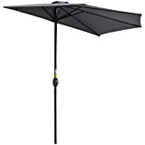 Outsunny, ombrellone da giardino con telaio in alluminio, mezzo ombrellone di forma circolare, parasole da cortile