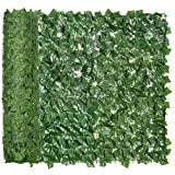 Outsunny Rotolo di Siepe Artificiale per Balcone e Giardino in PE Anti-UV, Siepe Finta con Foglie Verde Scuro 300x100cm