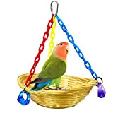 Pappagallo altalena giocattolo uccello foraggiamento cestino pesce persico parco giochi gabbia per uccelli appeso alimentatore giocattoli con catena di plastica ...