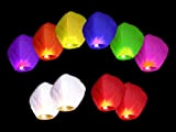 Partylandia Shop- Lotto 10 Colorate Lanterne Cinesi Volanti Sky, Assortiti, 10LANT_Color_FR