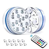 Pecosso - Luci a LED sommergibili, IP68, impermeabili, con 13 luci LED per doccia pigri, con telecomando RF, 10 ventose, ...