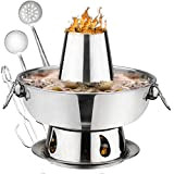 Pentola calda in acciaio inox Hotpot cinese a carbone di legna, Carni cinesi fonduta Agnello fornello all'aperto picnic cuoco (1.9-QT, ...