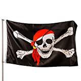 PHENO FLAGS Bandiera Pirata Premium 100% riciclata 90x150 cm - Bandiera resistente alle intemperie con occhielli in metallo e sigillatura ...